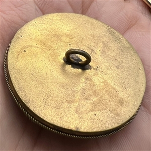 RARE large size of Italian micro mosaic button with blue jewel center.