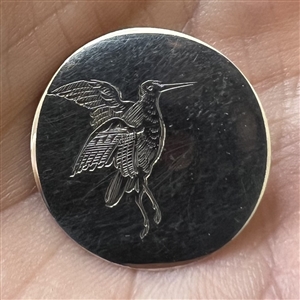 Hallmarked silver sporting button of a bird.