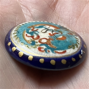 Fabulous Japanese Satsuma button of a blue dragon.