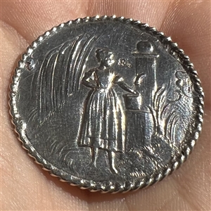 “A Peasant Woman” Continental silver button.
