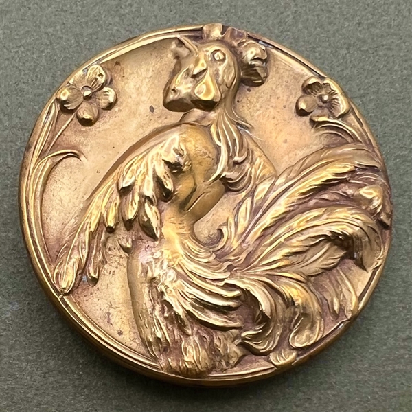 SCARCE - Maude Adams as Chanticleer extra large brass button.