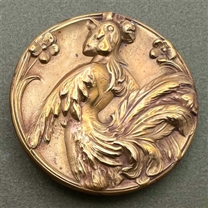 SCARCE - Maude Adams as Chanticleer extra large brass button.