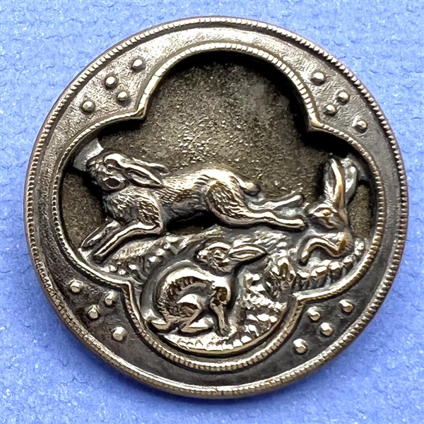 “Three Rabbits” - unusual brass button.