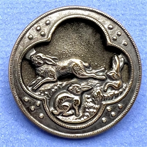 “Three Rabbits” - unusual brass button.