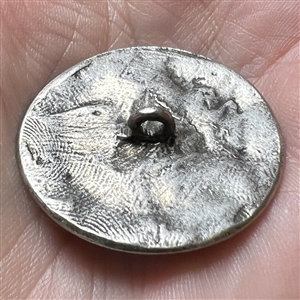 “The Ant and the Grasshopper” white metal button.