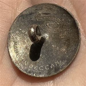 Deccan silver button of palm tree, moon and crown.