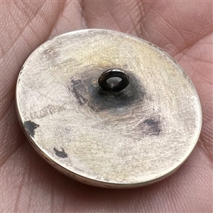 Italian micro mosaic button of a dove with an olive branch.