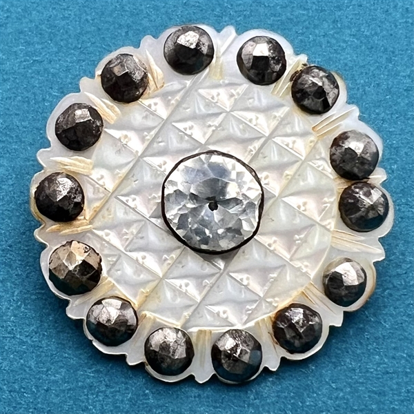An 18th c. Pearl with pin shank center paste and steels.