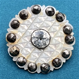 An 18th c. Pearl with pin shank center paste and steels.