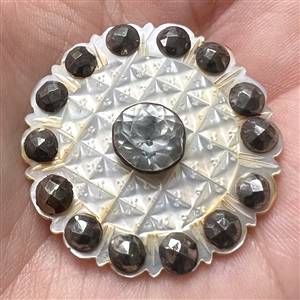 An 18th c. Pearl with pin shank center paste and steels.