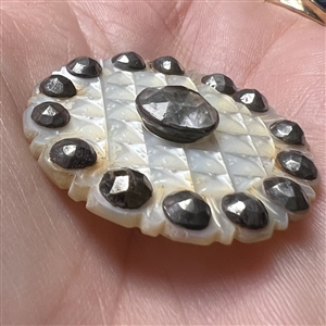 An 18th c. Pearl with pin shank center paste and steels.