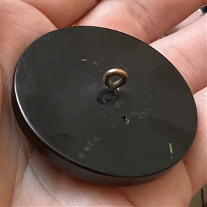 Vintage Bakelite button with unusual brass flower.