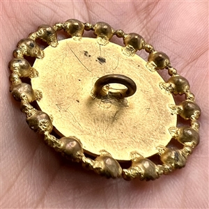 RARE 19th c. Joan of Arc enamel button with pastes.