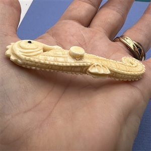 Extra large seahorse Netsuke style natural material button.