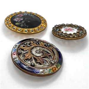 Three 19th - 20th c. Enamel buttons.