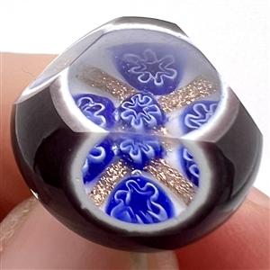 Faceted glass double overlay paperweight “see through” studio button by John Gooderham. 
