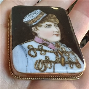 Ceramic button of The Girl in the Blue Cap