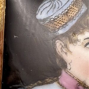 Ceramic button of The Girl in the Blue Cap