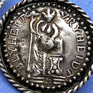 Two silver buttons of people.