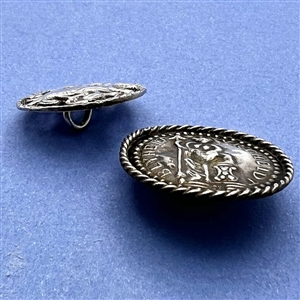 Two silver buttons of people.