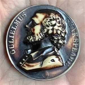 SCARCE type of molded casein button of William Shakespeare.