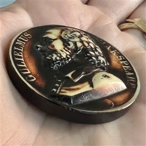 SCARCE type of molded casein button of William Shakespeare.