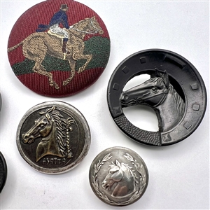 Six assorted horse buttons.
