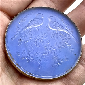 Glass in sterling silver studio button of doves by Phil Linley.