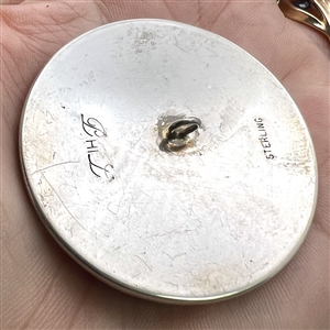 Glass in sterling silver studio button of doves by Phil Linley.