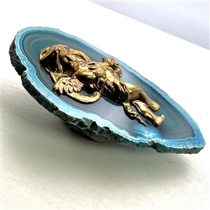 Extra large gemstone button with cherub.