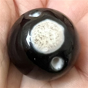 Ceramic ball button with painted rose.