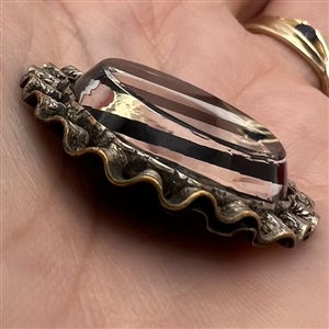 A 19th c. Glass in metal button.