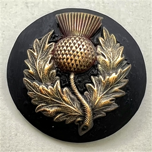 Brass thistle over plastic (?) button.