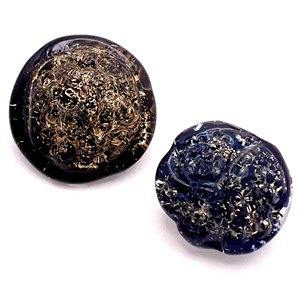 Two reverse painted French Couture glass buttons by André Molco.
