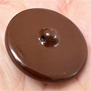 Painted gold plant life on lacquered domed button. 