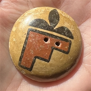 Zia Pueblo ceramic pottery button.