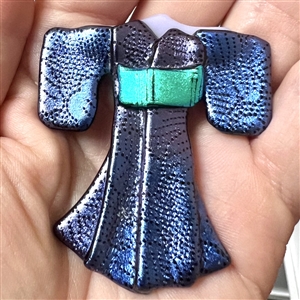 Kay Ferguson fused glass studio button of a kimono. 