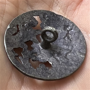 Bright cut Pewter button with a Lion rampant.