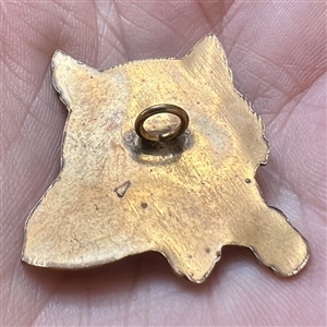 Realistic brass cat button. 