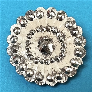 An 18th c. Steel button, scalloped with cut-steel trim.