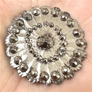 An 18th c. Steel button, scalloped with cut-steel trim.