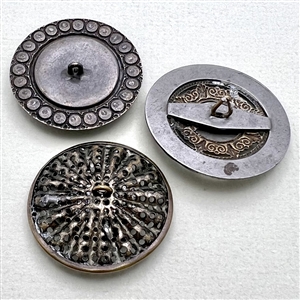Three 19th c. Plant life buttons with steels.