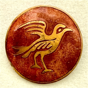 French couture enamel button of a bird by Cole. 
