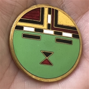 A 20th c. enamel button of native American design.