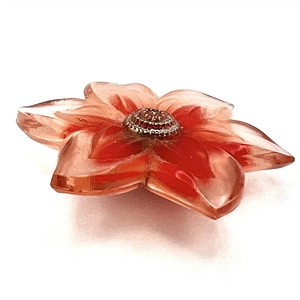 Large gorgeous realistic flower rosette shank glass button.