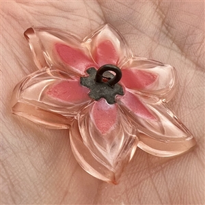 Large gorgeous realistic flower rosette shank glass button.