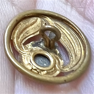 Saphiret glass in metal button - Art Nouveau.