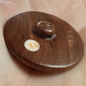 Shell inlay in boxwood of a dragonfly.