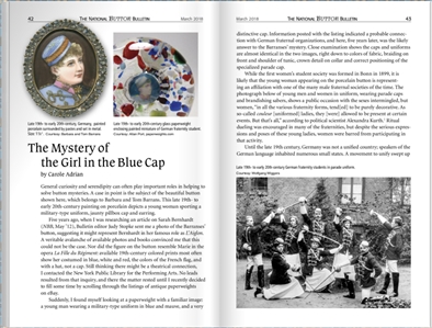 Ceramic button of The Girl in the Blue Cap