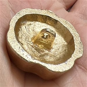 French aluminum button of a dog.